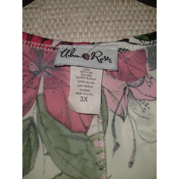 Plus Size Long Length Tropical Floral Blouse Size 3X with front lace up tie - Picture 4 of 7